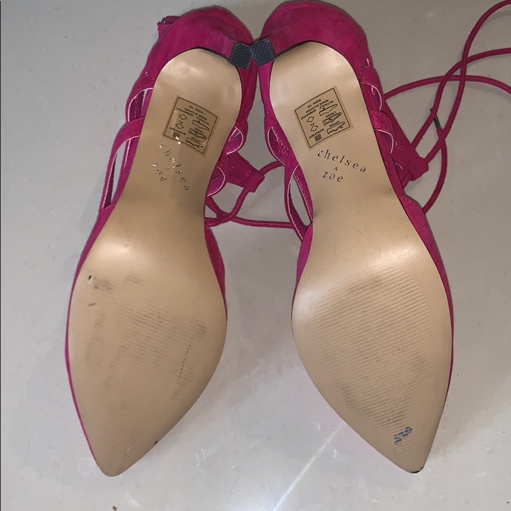 Hot pink lace up heels - Picture 4 of 6